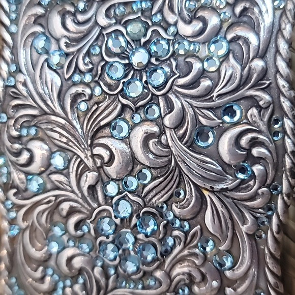Vintage Western Belt Buckle Rhinestones blue - Picture 2 of 3